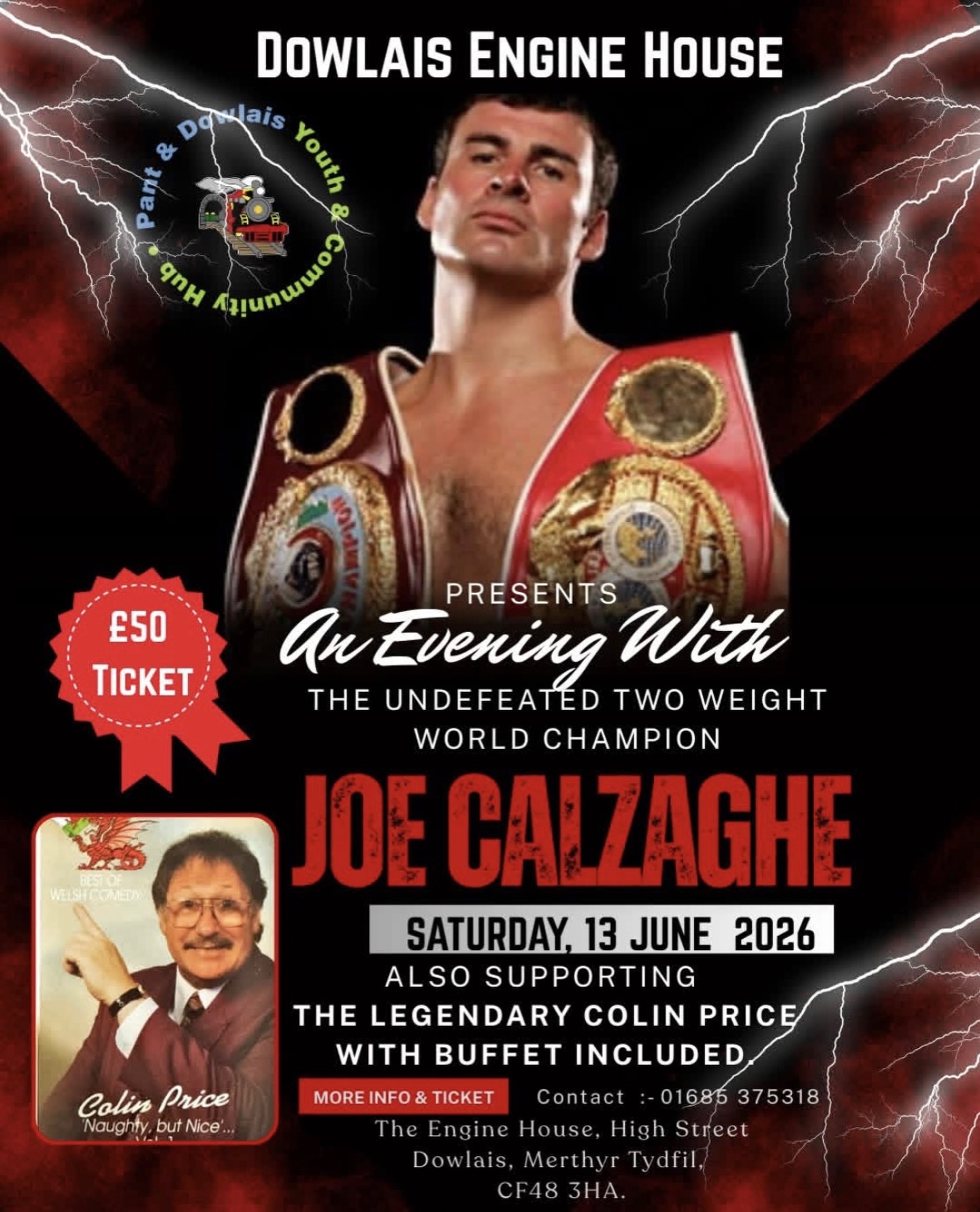 Dowlais Engine House An Evening with Joe Calzaghe charity event poster